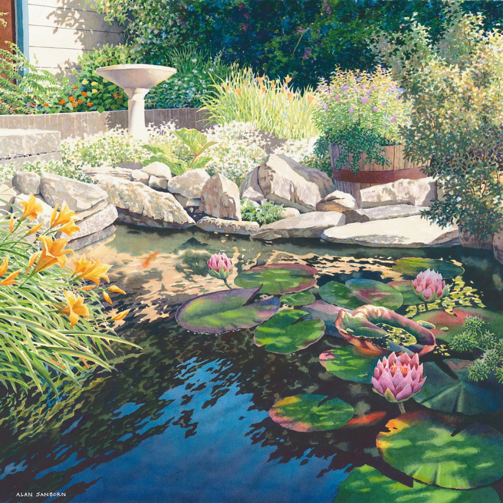 Alan Sanborn, Phillis' Backyard, Limited Edition print from watercolor.